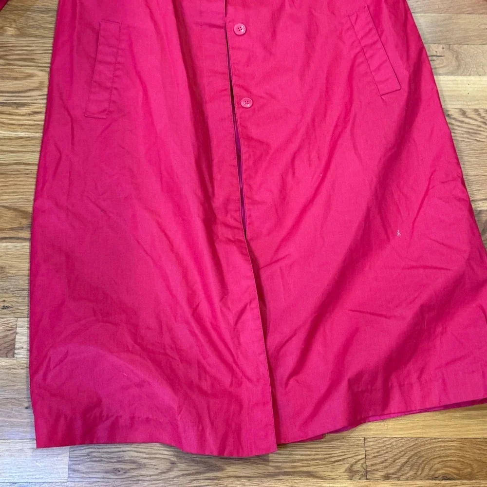 Vintage J. Gallery Pink Trench Coat Tie Neck Button Front Duster Jacket Size 10‎